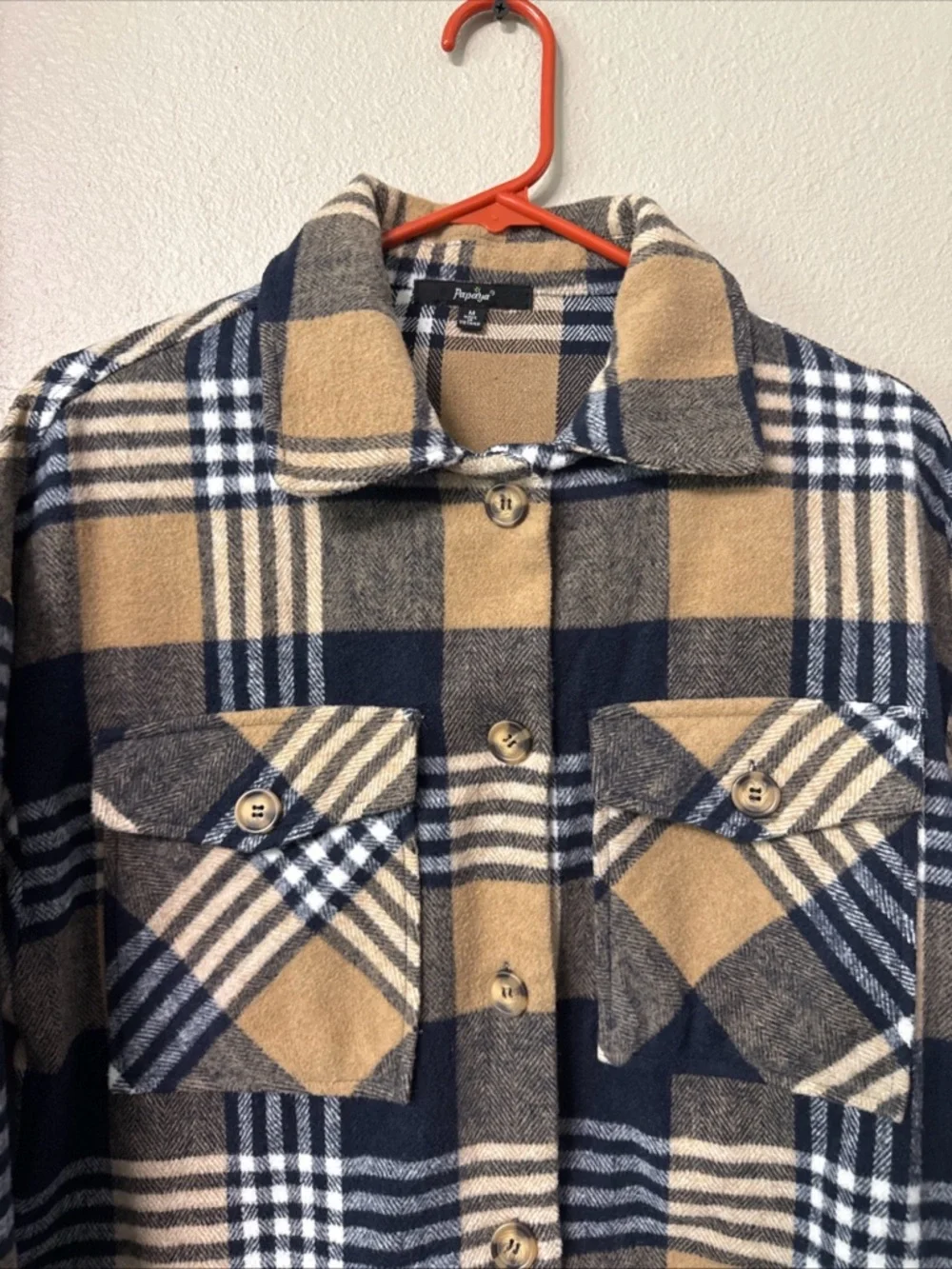 RB11 Papaya women’s Flannel Plaid Shacket size Medium - Picture 2 of 10